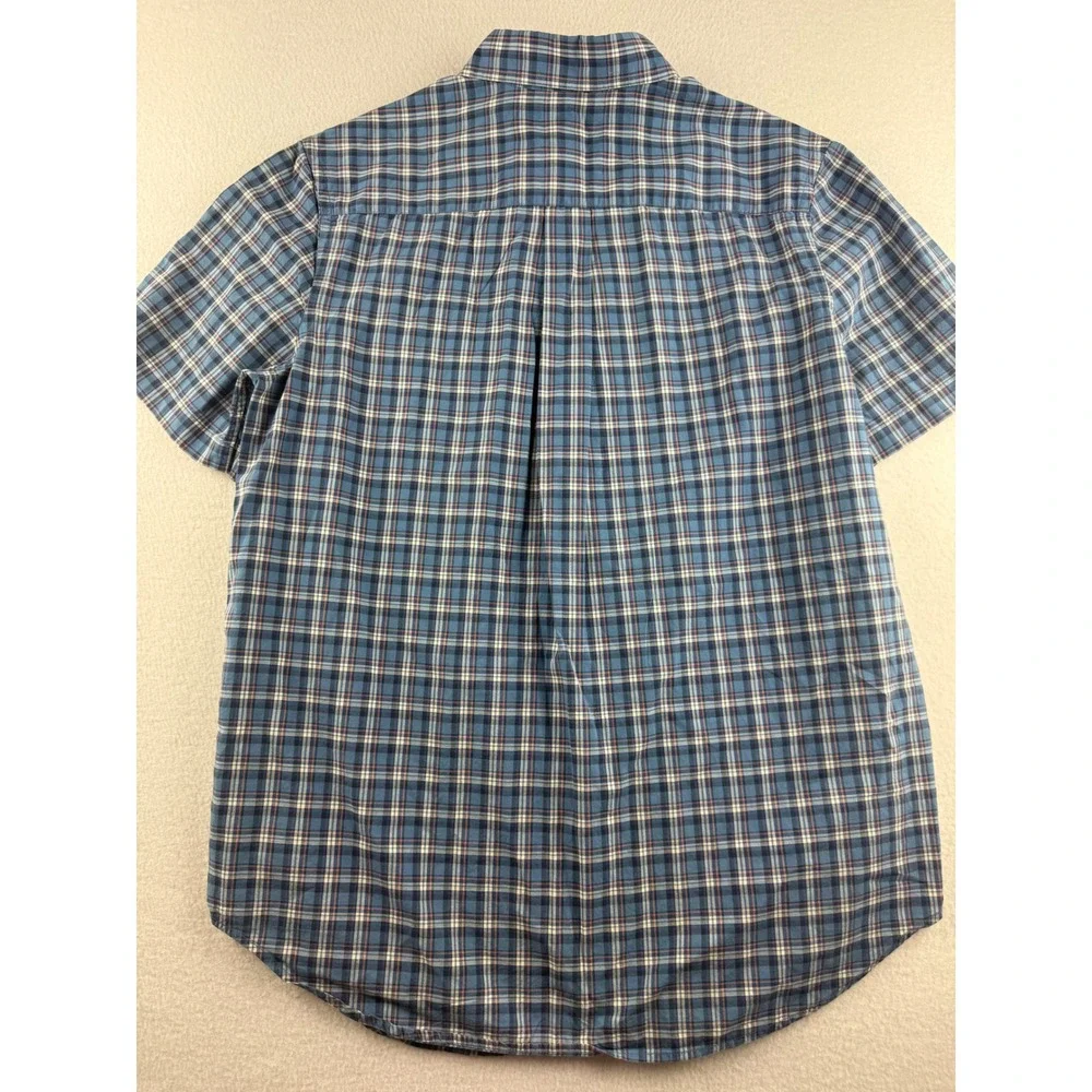 Ralph Lauren Boys XL 18-20 Short Sleeve Button Down Shirt Blue Plaid Cotton